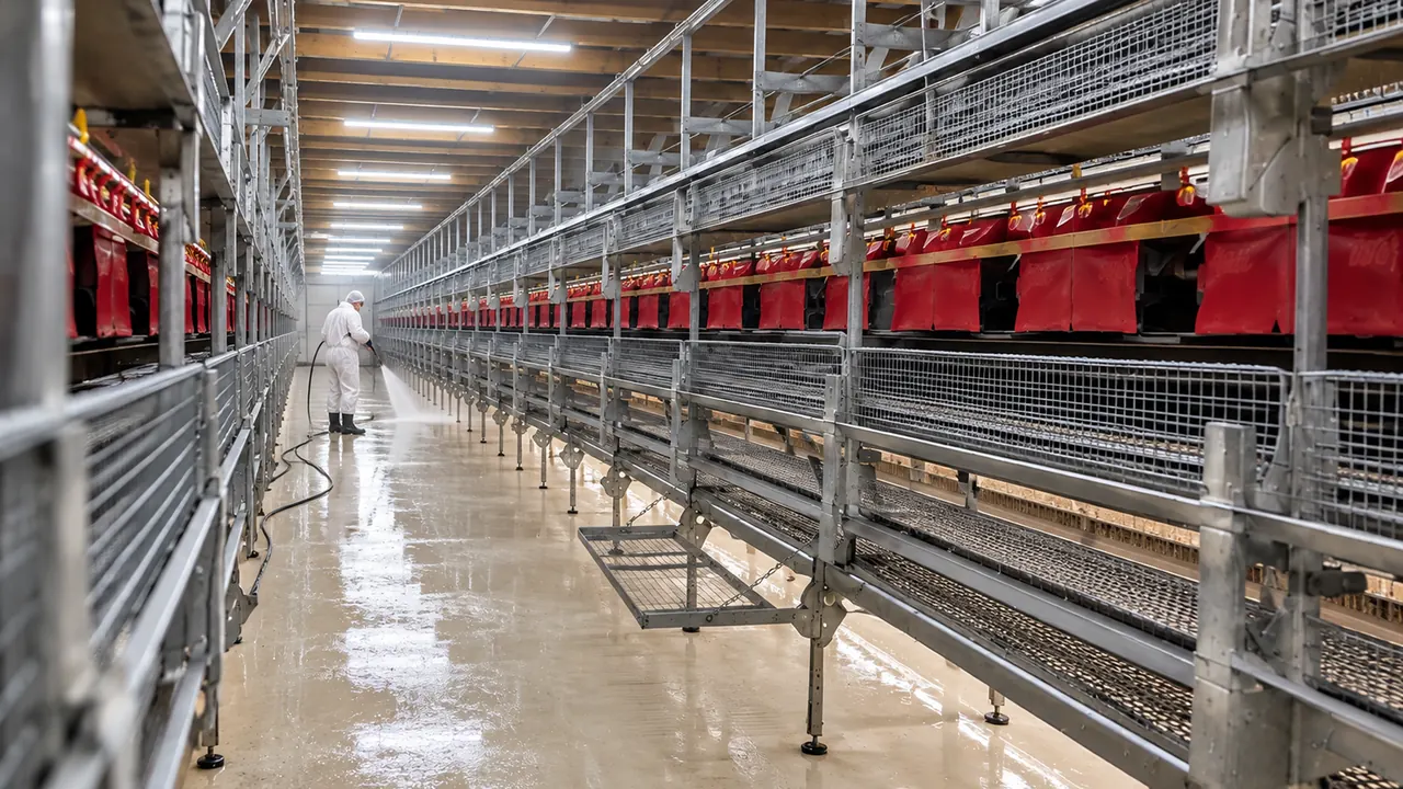 Leerer, gereinigter Geflügelstall der RIA Geflügel Service GmbH in Bad Oeynhausen